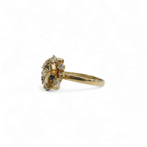 YELLOW GOLD LADY'S RIBBON RING WITH NATURAL DIAMONDS