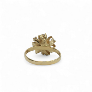 YELLOW GOLD LADY'S RIBBON RING WITH NATURAL DIAMONDS