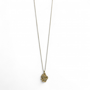 YELLOW GOLD NUGGET PENDANT WITH NATURAL DIAMONDS.