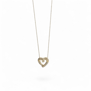 YELLOW GOLD NATURAL DIAMOND HEART PENDANT