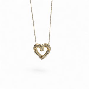 YELLOW GOLD NATURAL DIAMOND HEART PENDANT