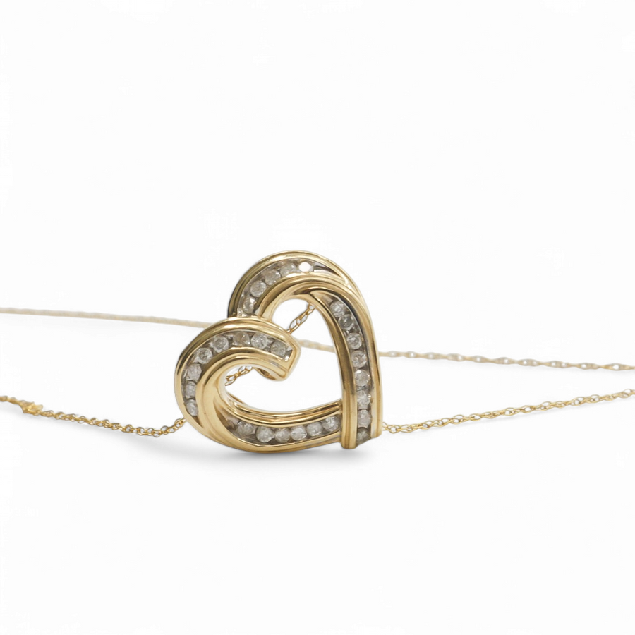 YELLOW GOLD NATURAL DIAMOND HEART PENDANT