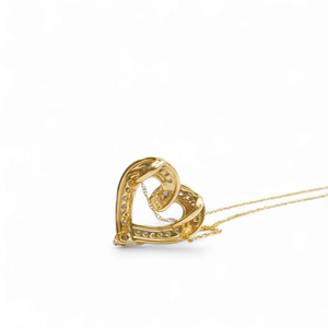 YELLOW GOLD NATURAL DIAMOND HEART PENDANT