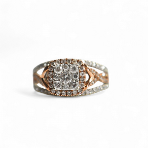 TWO TONE GOLD LADY'S NATURAL DIAMOND RING