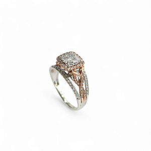 TWO TONE GOLD LADY'S NATURAL DIAMOND RING