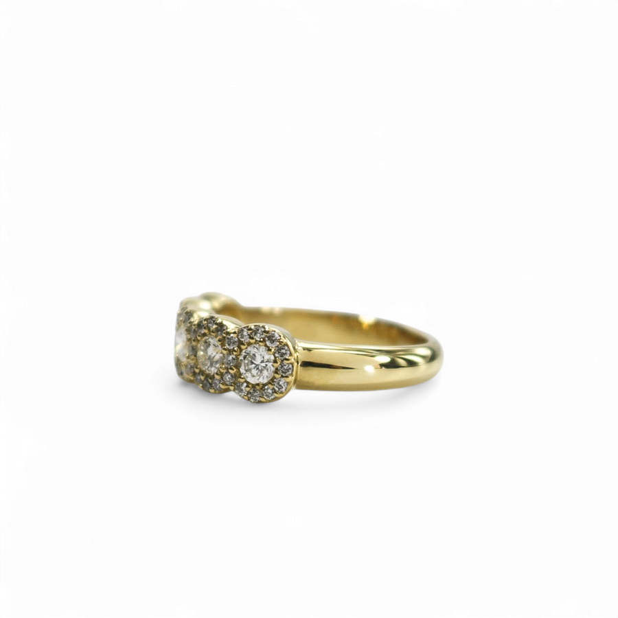 YELLOW GOLD NATURAL DIAMONDS HALO BAND