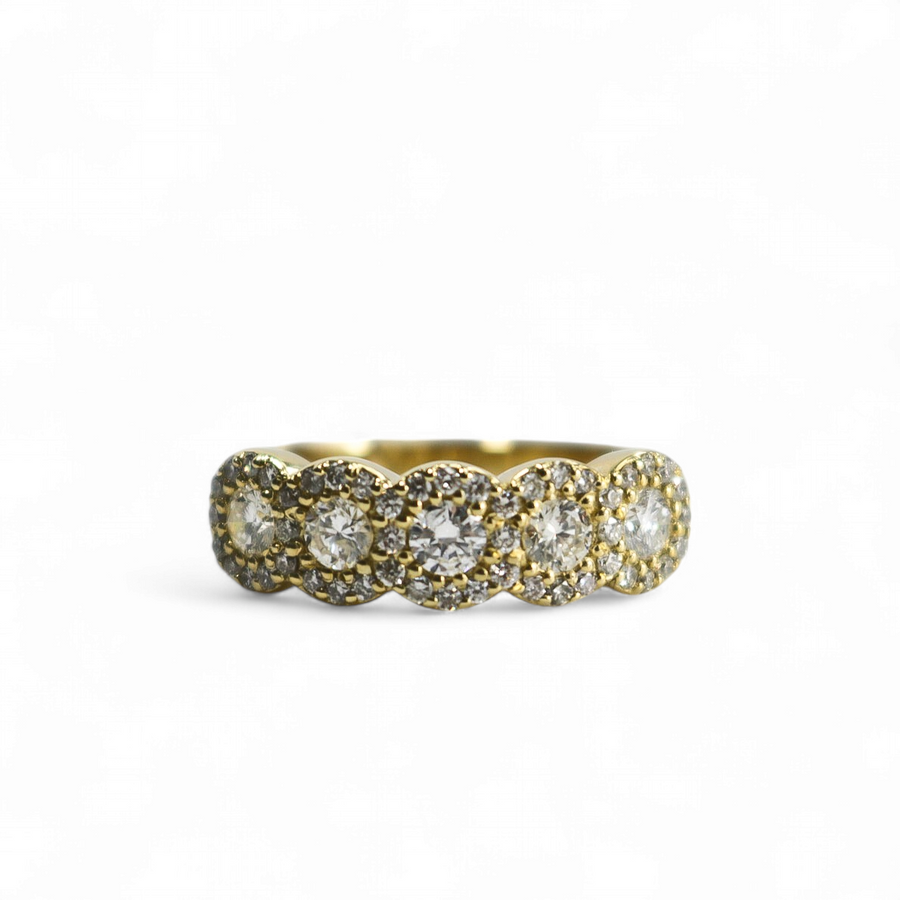 YELLOW GOLD NATURAL DIAMONDS HALO BAND