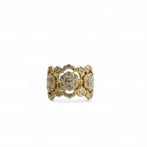 YELLOW GOLD NATURAL DIAMOND FLOWER RING