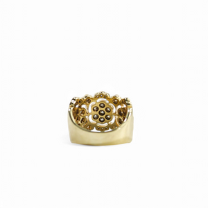 YELLOW GOLD NATURAL DIAMOND FLOWER RING