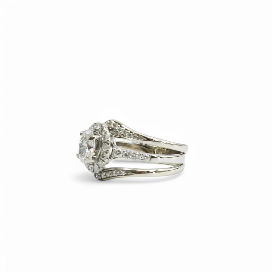 WHITE GOLD NATURAL DIAMOND BRIDAL RING SET