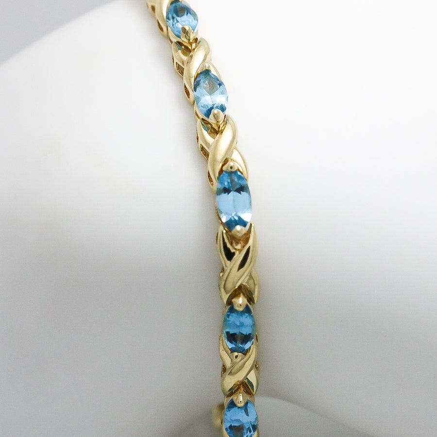 AQUAMARINE MARQUISE CUT TENNIS BRACELET