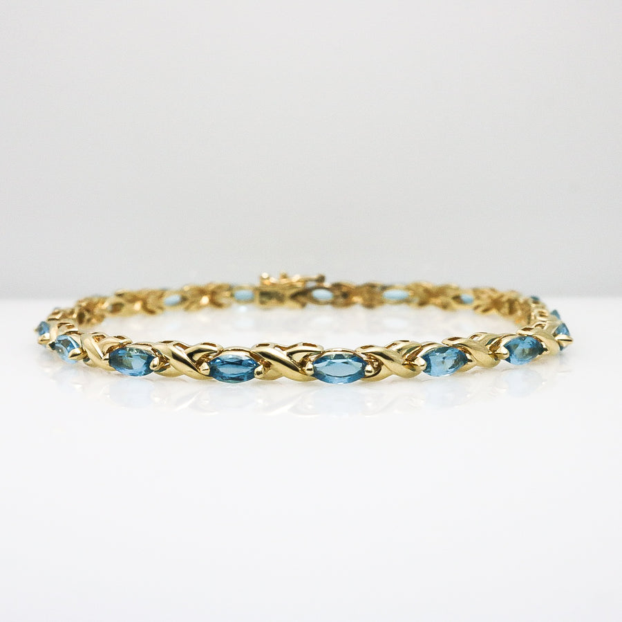 AQUAMARINE MARQUISE CUT TENNIS BRACELET