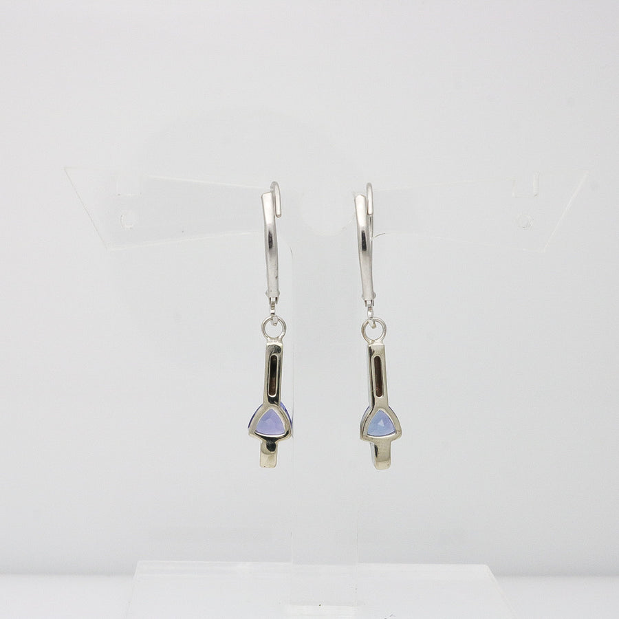 TRIANGULAR PURPLE STONE EARRINGS